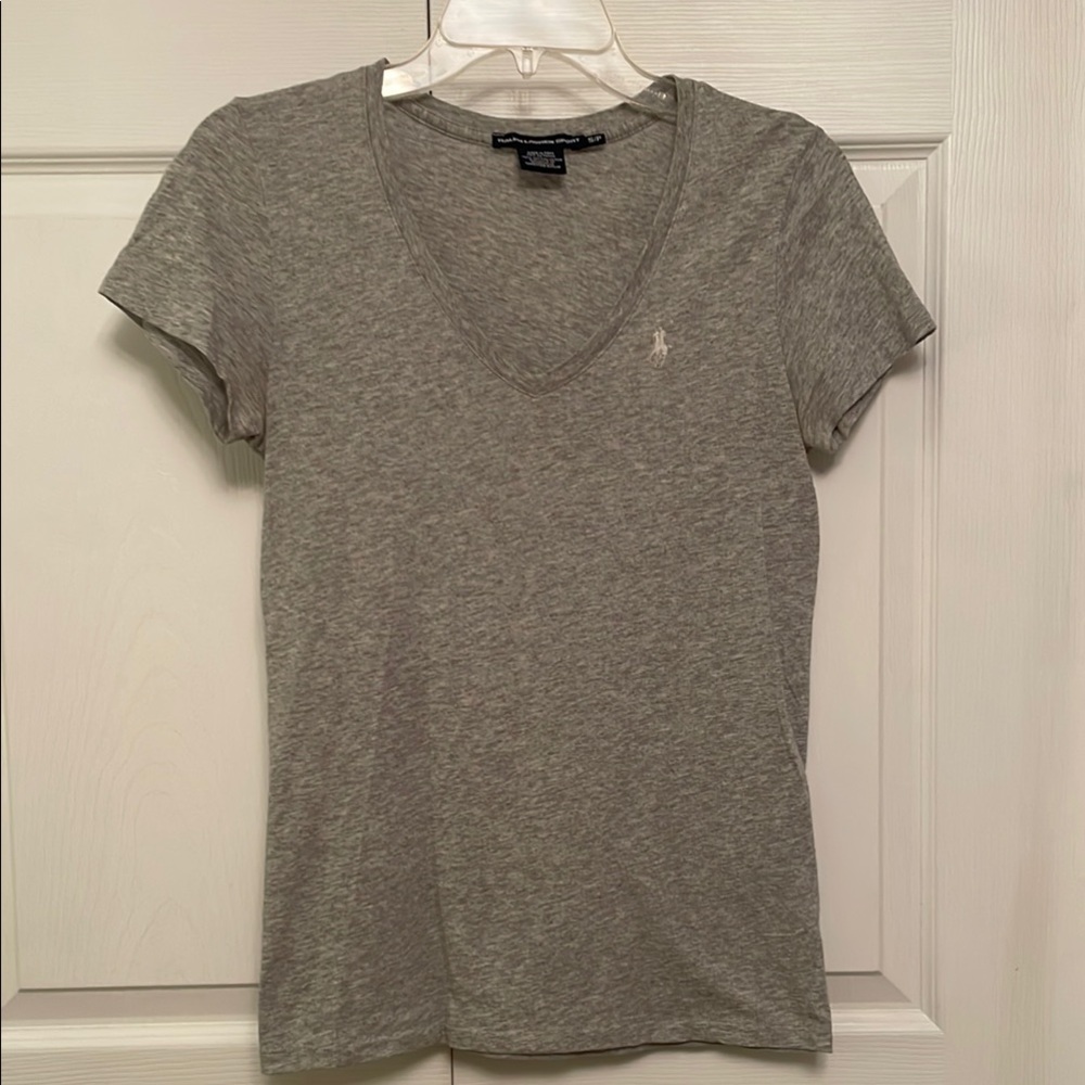 Ralph Lauren Sport Small Heather Gray Cotton Tee Shirt